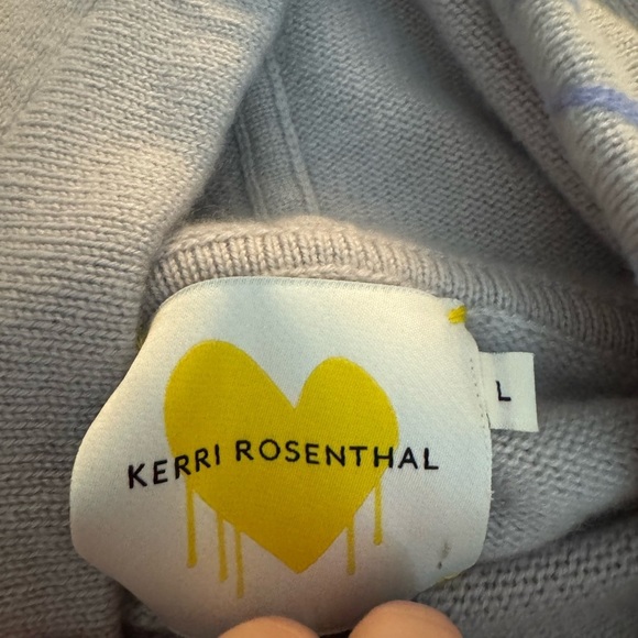 Kerri Rosenthal Smile Pass It On Cashmere Patch Hoodie Sweater size large - Picture 4 of 8